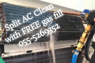 split ac clean with free gas fill 055-5269352 maintenance repair gas fill cheap service handyman